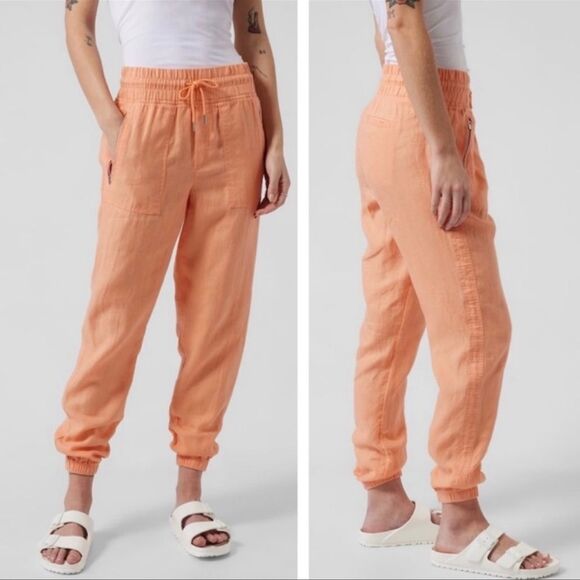 Athleta Cabo Linen Jogger Peach 4 - Picture 1 of 9